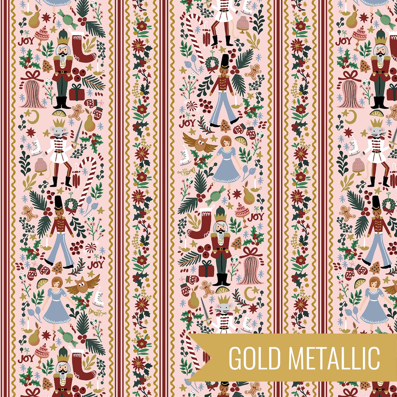 Nutcracker March in Blush Metallic (rp620-bm3m) | Holiday Classics IV | Rifle Paper Co | Cotton+Steel